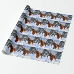 Papel De Presente Irish Setter Deixe-o nevar no Natal