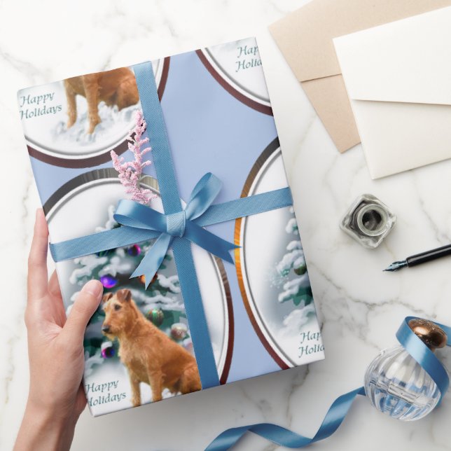 Papel De Presente Irish Terrier Christmas (Presentear)