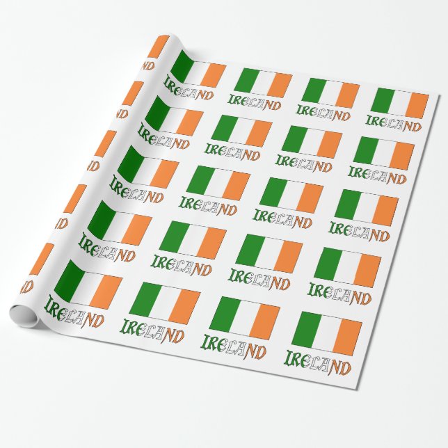 Papel De Presente Irlanda e Bandeira Irlandesa (Desenrolado)