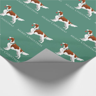 Papel De Presente Irlandês Red and White Setter Feliz Natal