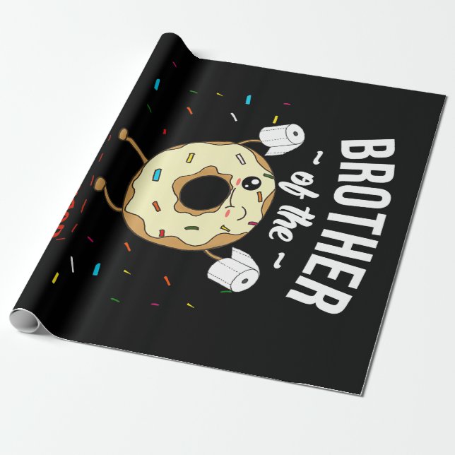 Papel De Presente Irmão Da Garota De Aniversário Em Quarto, Rosquinh (Desenrolado)