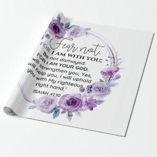 Papel De Presente Isaiah 41:10 Medo não Escritura Floral Roxa
