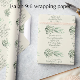 Papel De Presente Isaiah 9:6 Escritura Personalizada do Pine Moderno
