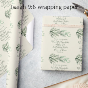 Papel De Presente Isaiah 9:6 Escritura Personalizada do Pine Moderno