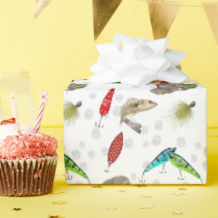 Papel De Presente Iscas de Pesca com Bolhas
