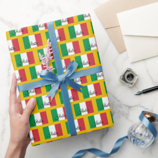Papel De Presente Itália Wrapper Paper, Bandeira italiana Dourada
