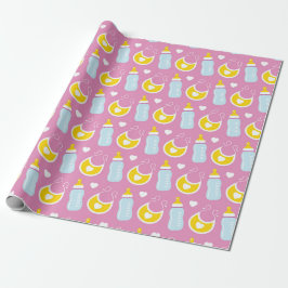 PAPEL DE PRESENTE ITENS DE BEBÊ MENINA ROSA BRANCO AMARELO LINDO