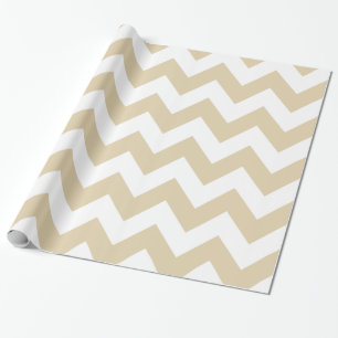Papel De Presente Ivory Mocha - Cevrons Neutros
