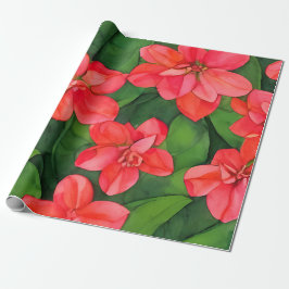 Papel De Presente Ixora coccinea, cor da água, inspirada