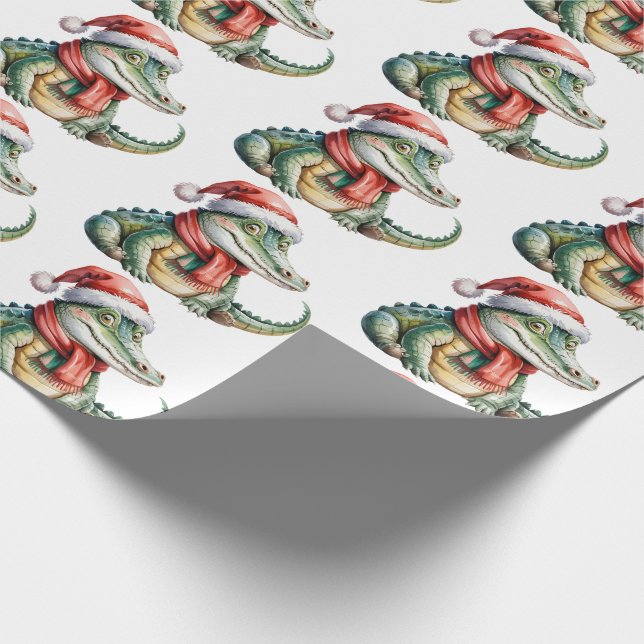 Papel De Presente Jacaré-Crocodilos Elegantes Padrão de Natal  (Ponta)