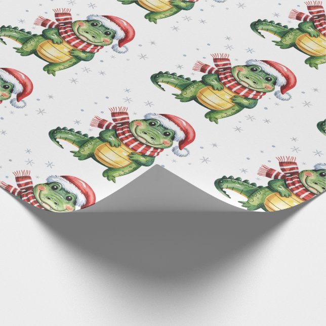 Papel De Presente Jacaré-Crocodilos Elegantes Padrão de Natal  (Ponta)