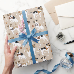 Papel De Presente Jack Russell Terrier Paws and Bones Wrapap Paper