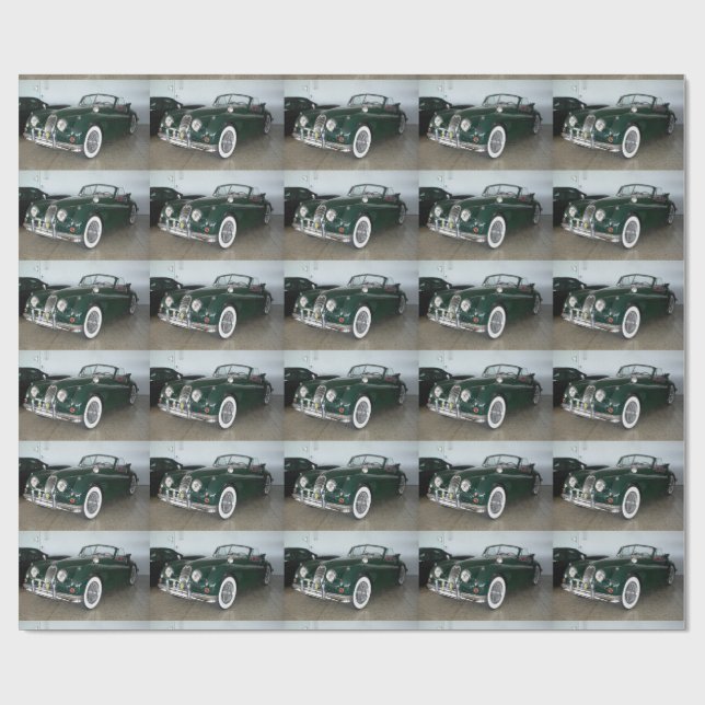 Papel De Presente Jaguar XK 120 Verde de Corrida (Aberto)