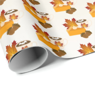 Papel De Presente Janto de Ação de Graças Cuisine Pumpkin Pie Hot Ch