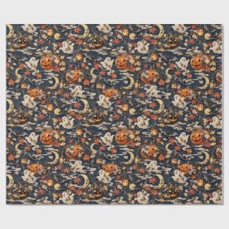 Papel De Presente Japanese Halloween Ghost Pumpkin Wrapping Paper