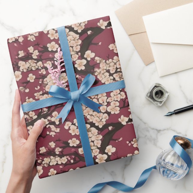 Papel De Presente Japanese Koi Fish Sakura Pattern  (Presentear)