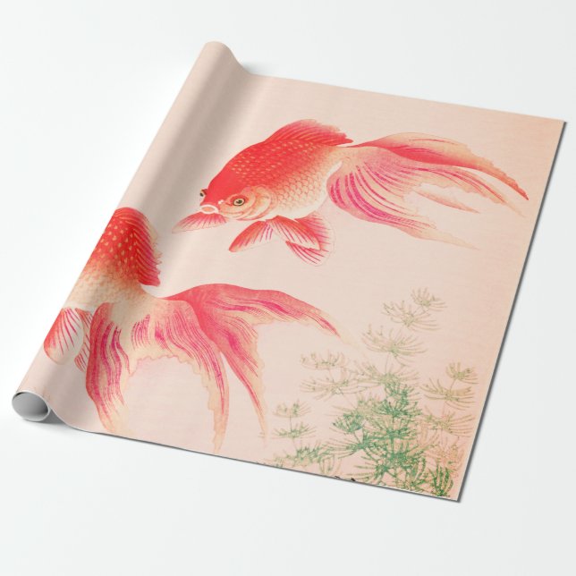 Papel De Presente JAPONÊS KOI — Papel de enrolamento de pescado (Desenrolado)