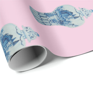 Papel De Presente Jar de gengibre branco e azul pintado à mão