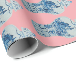 Papel De Presente Jar de gengibre branco e azul pintado à mão