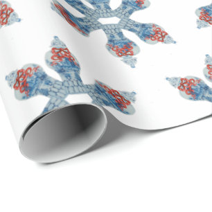 Papel De Presente Jar de gengibre branco e azul pintado à mão de Nat