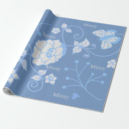 Papel De Presente Jardim Azul