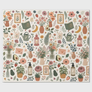 Papel De Presente Jardim Botânico Aconchegante & Estética Cottagecor