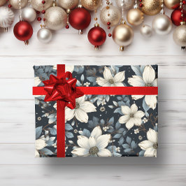 Papel De Presente Jardim botânico floral branco