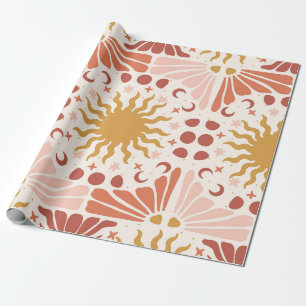 Papel De Presente Jardim Celestial Boho Sol e Lua