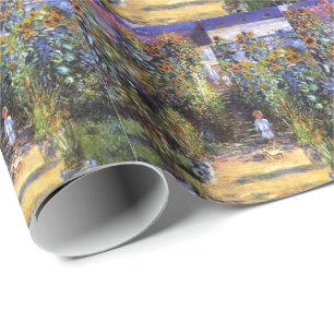 Papel De Presente Jardim Claude Monet Verão Flores de Girassol