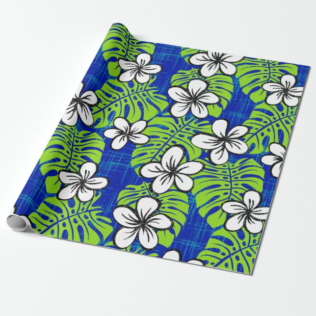 Papel De Presente Jardim curto do conselho - profundamente azul (Desenrolado)