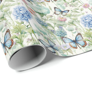 Papel De Presente Jardim de Borboleta primavera
