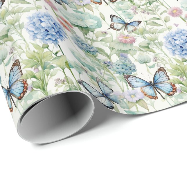 Papel De Presente Jardim de Borboleta primavera (Ponta do rolo)