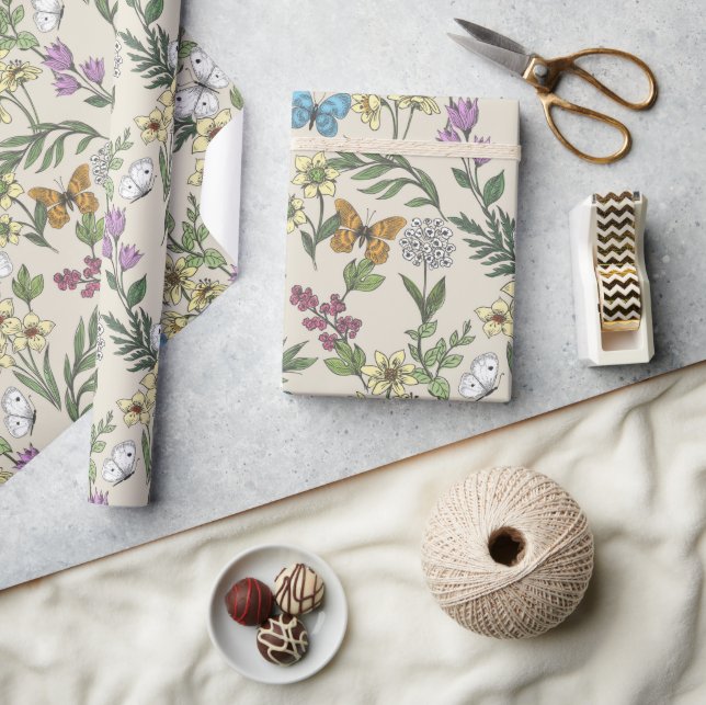 Papel De Presente Jardim de Borboletas (Artesanato)