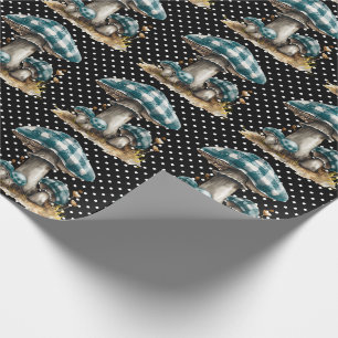 Papel De Presente Jardim de Cogumelos Gingham