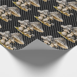 Papel De Presente Jardim de Cogumelos Gingham