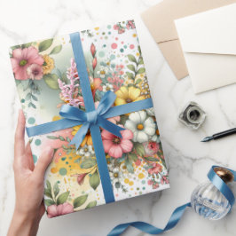 Papel De Presente Jardim de Confetes de Primavera