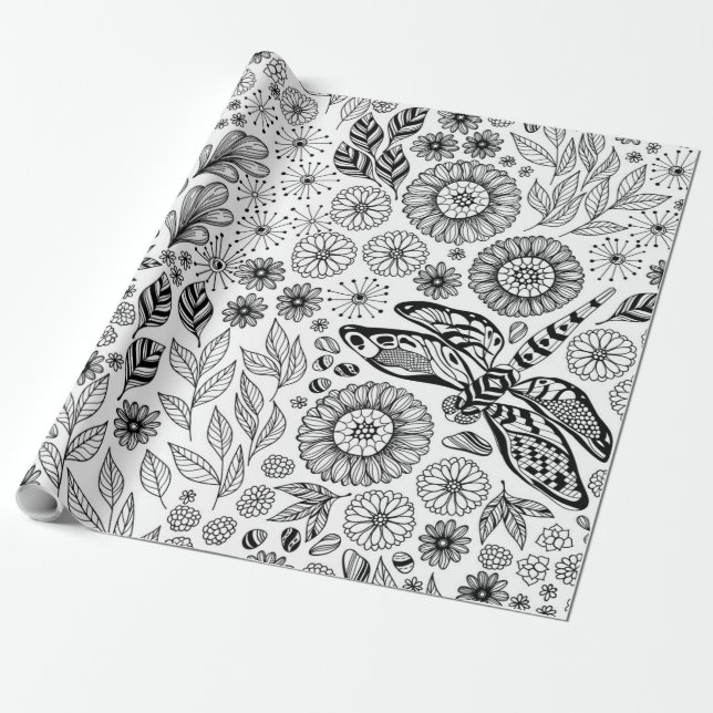 Papel De Presente Jardim de Dragonfly (Desenrolado)