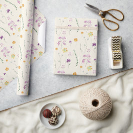 Papel De Presente Jardim de Fadas das Flores Silvestres do Campo