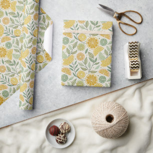 Papel De Presente Jardim de Fatias de Citros Botânicos