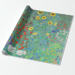 Papel De Presente Jardim de fazenda com girassóis por Gustav Klimt<br><div class="desc">Visite minha loja para obter um design mais interessante e mais opções de cores => zazzle.com/colorfulworld*</div>