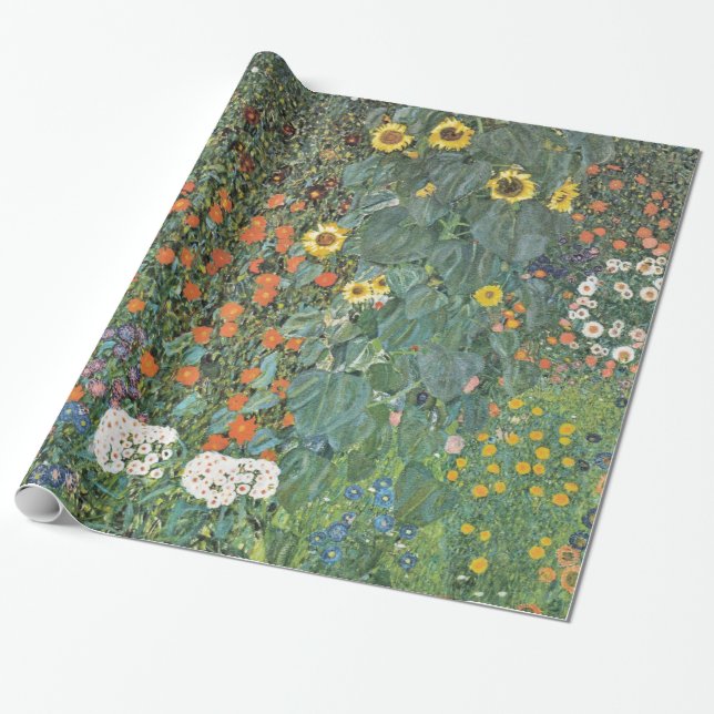 Papel De Presente Jardim de Fazendas Gustav Klimt com Galeria de Gir (Desenrolado)