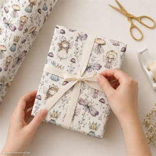 Papel De Presente Jardim de flores de fada e de cogumelo