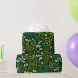 Papel De Presente Jardim de Flores de Relvado de Flor Silvestre da P