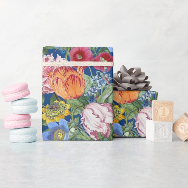 Papel De Presente Jardim de Flores de Tulipa Peônia Primavera (Chá de bebê)