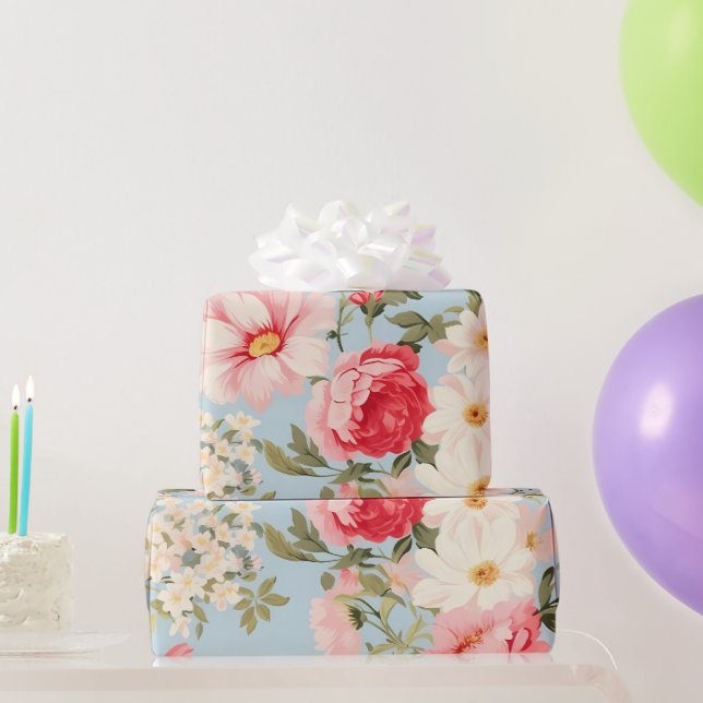 Papel De Presente Jardim de Flores do Campo Inglês   (Presentes para festas)