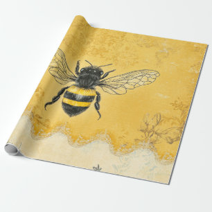 Papel De Presente Jardim de Flores Silvestres da Abelha Melífera Vin