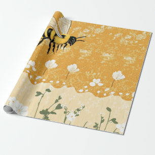 Papel De Presente Jardim de Flores Silvestres da Abelha Melífera Vin
