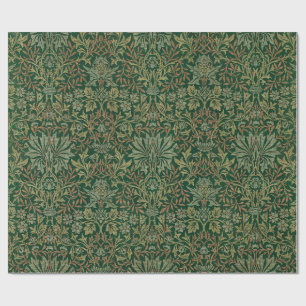 Papel De Presente Jardim de Flores William Morris -Verdes