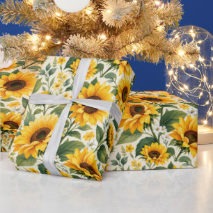 Papel De Presente Jardim de Girassóis Contemporâneo Alegre