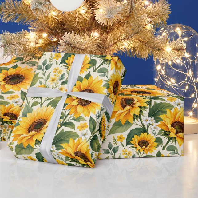 Papel De Presente Jardim de Girassóis Contemporâneo Alegre (Feriados)
